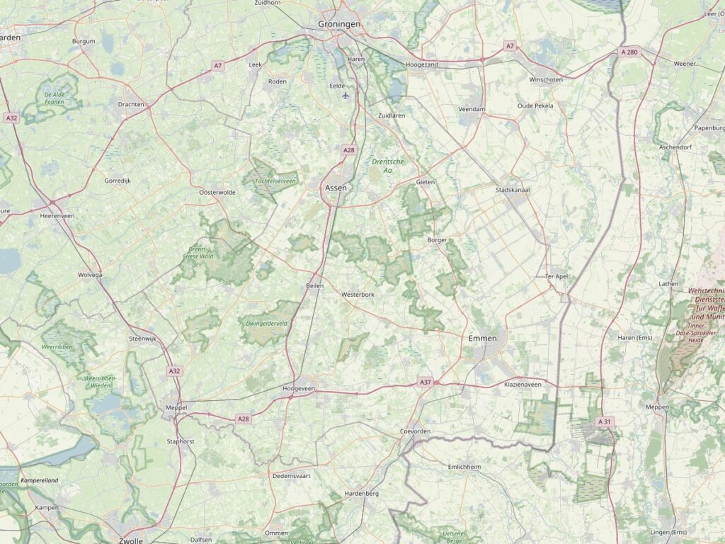 Kaart van de provincie Drenthe