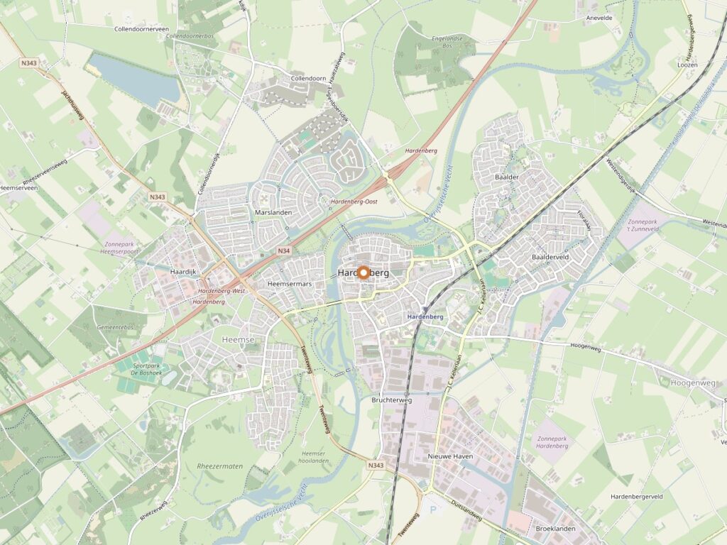 Plattegrond van Hardenberg voor zanger boeken in Overijssel