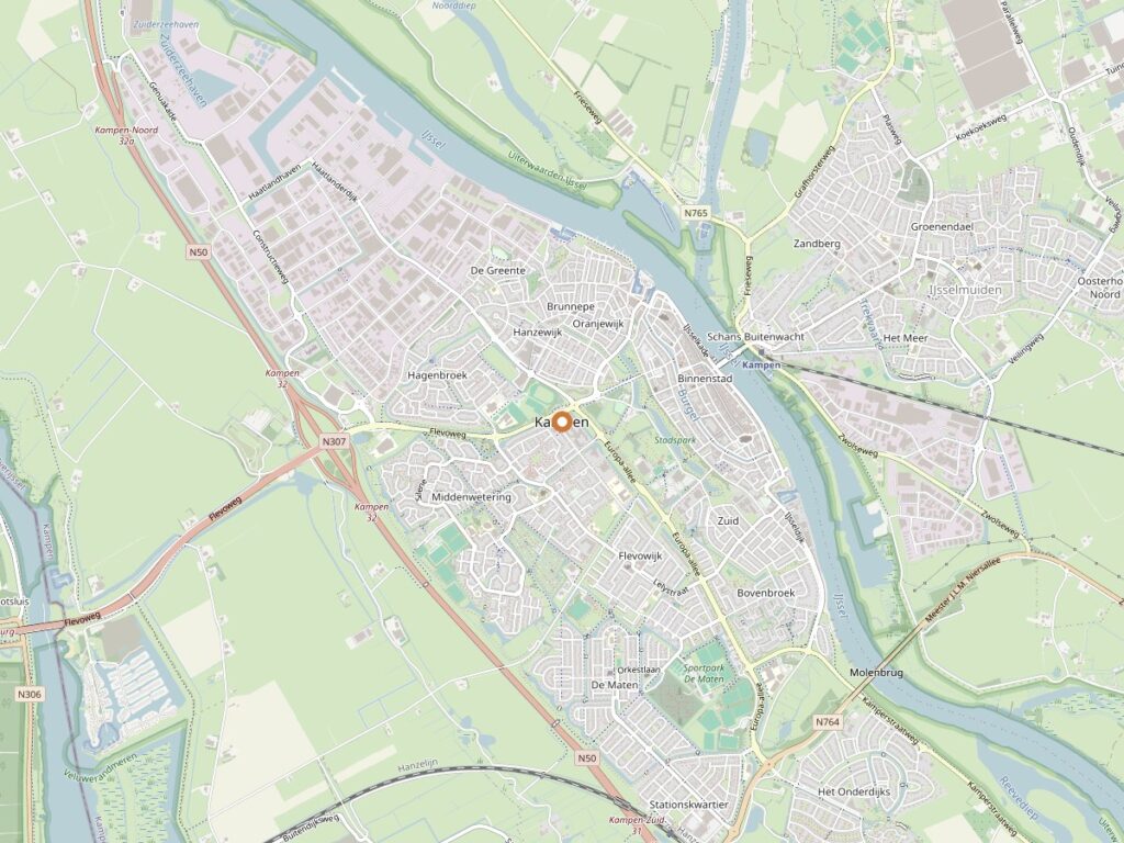 Plattegrond van Kampen voor zanger boeken in Overijssel