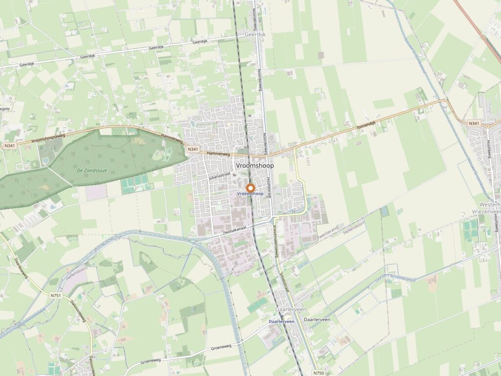 Plattegrond van Vroomshoop voor zanger huren in Overijssel