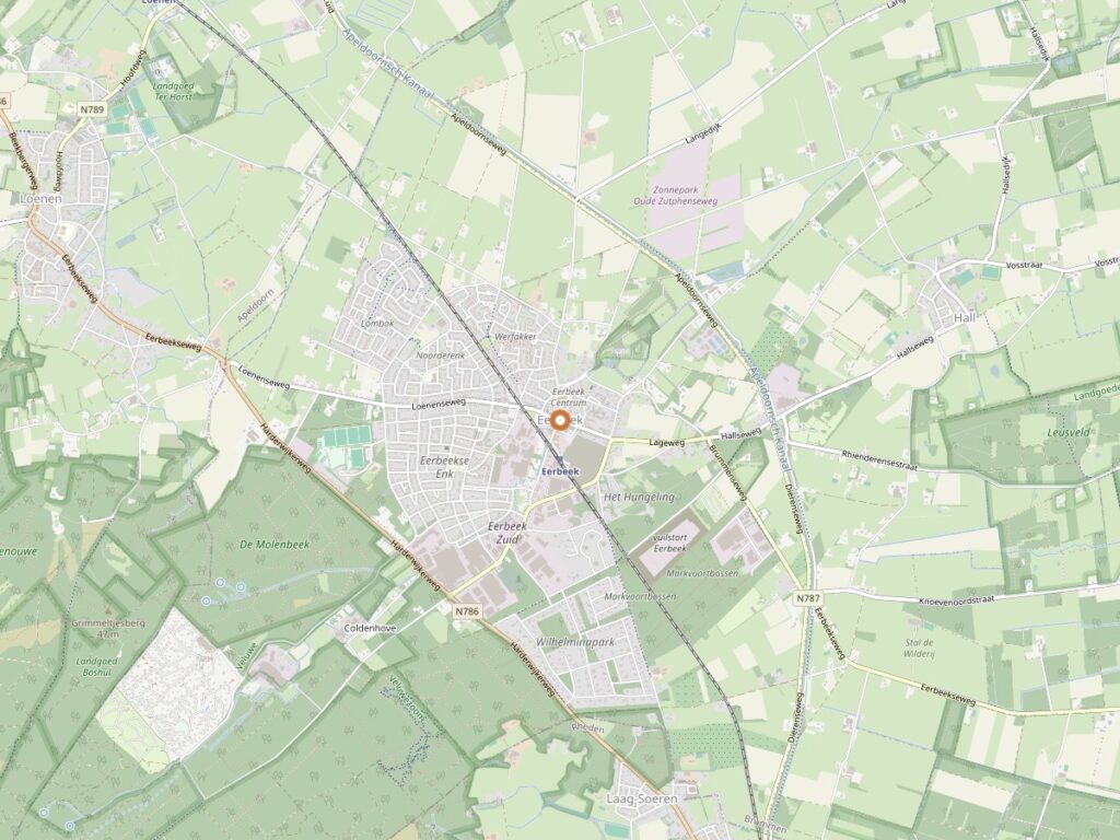 Plattegrond van Eerbeek voor zanger boeken in Gelderland