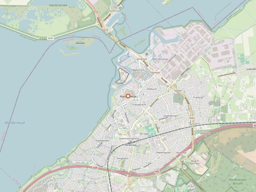 Plattegrond van Harderwijk voor zanger boeken in Gelderland
