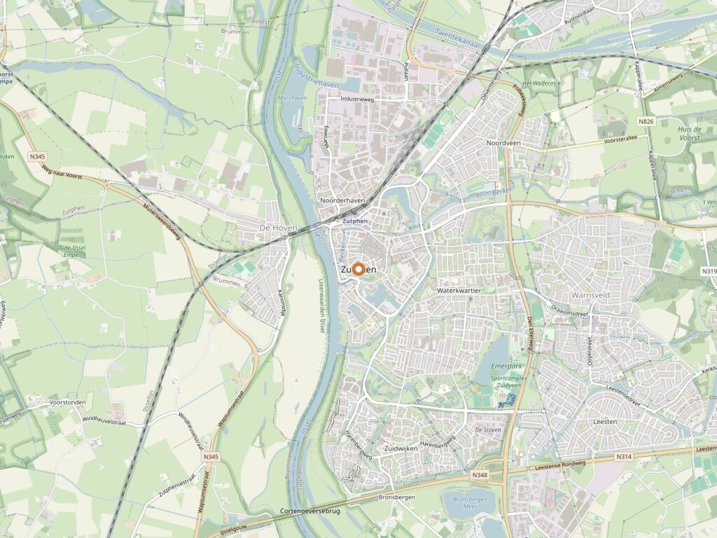 Plattegrond van Zutphen voor zanger boeken in Gelderland